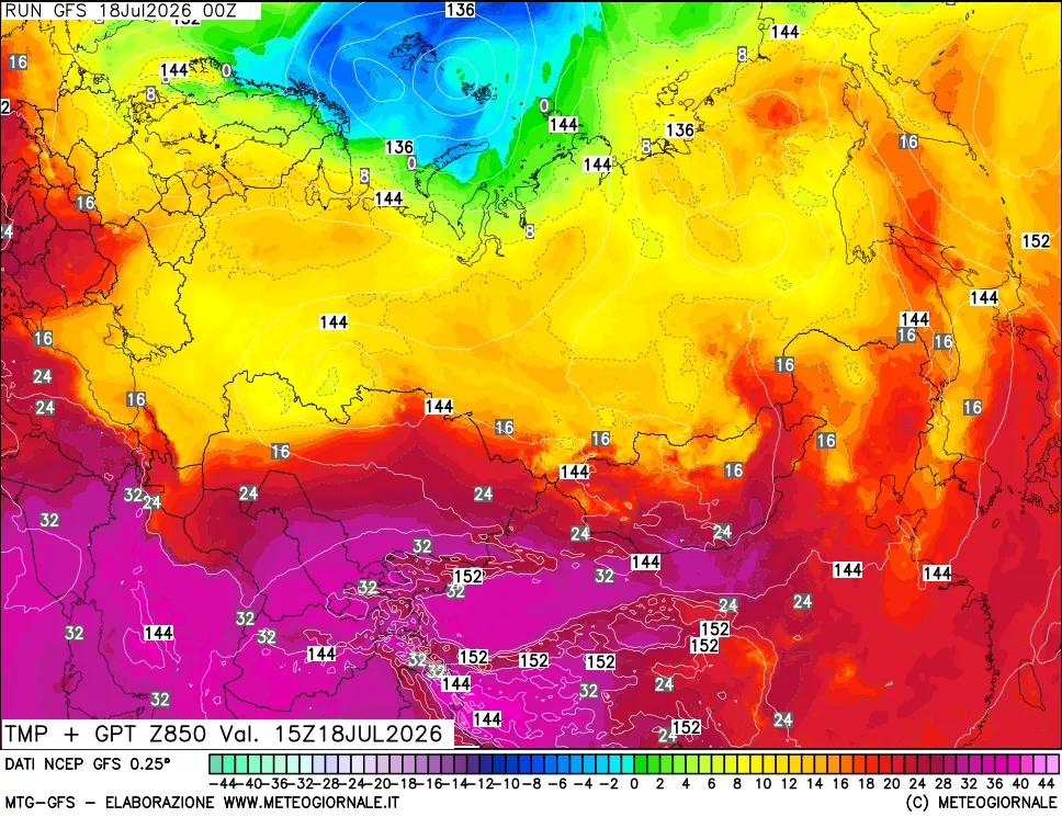 mappa 850 hPa Temp + GPT