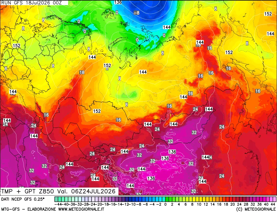 mappa 850 hPa Temp + GPT