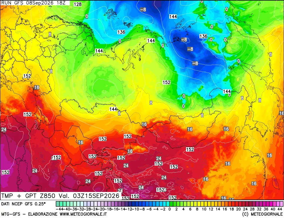 mappa 850 hPa Temp + GPT