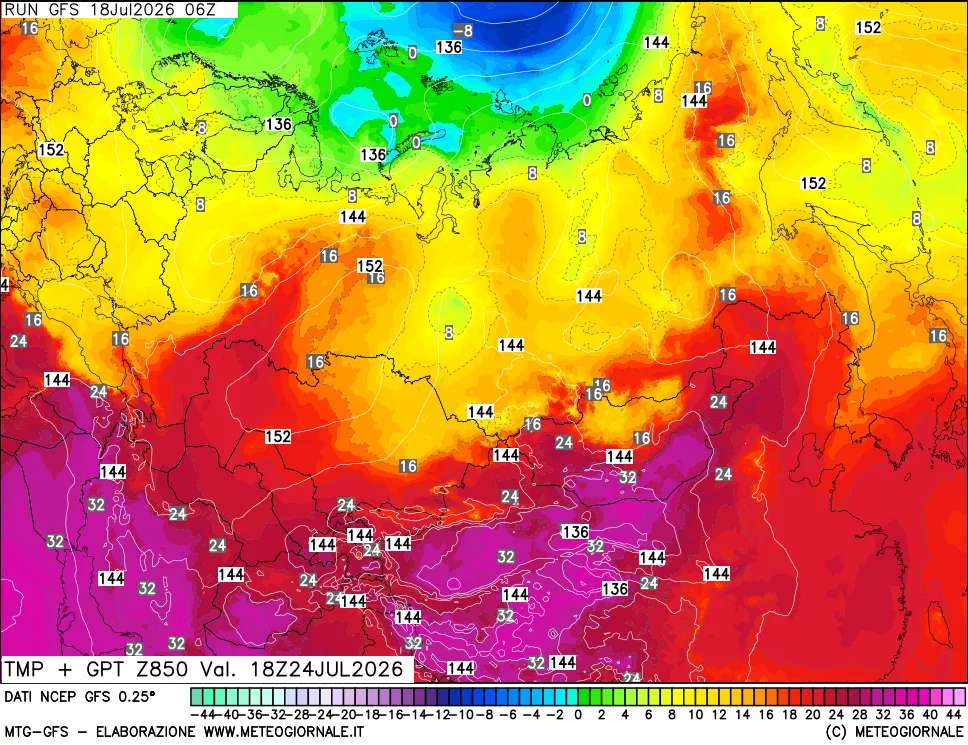 mappa 850 hPa Temp + GPT