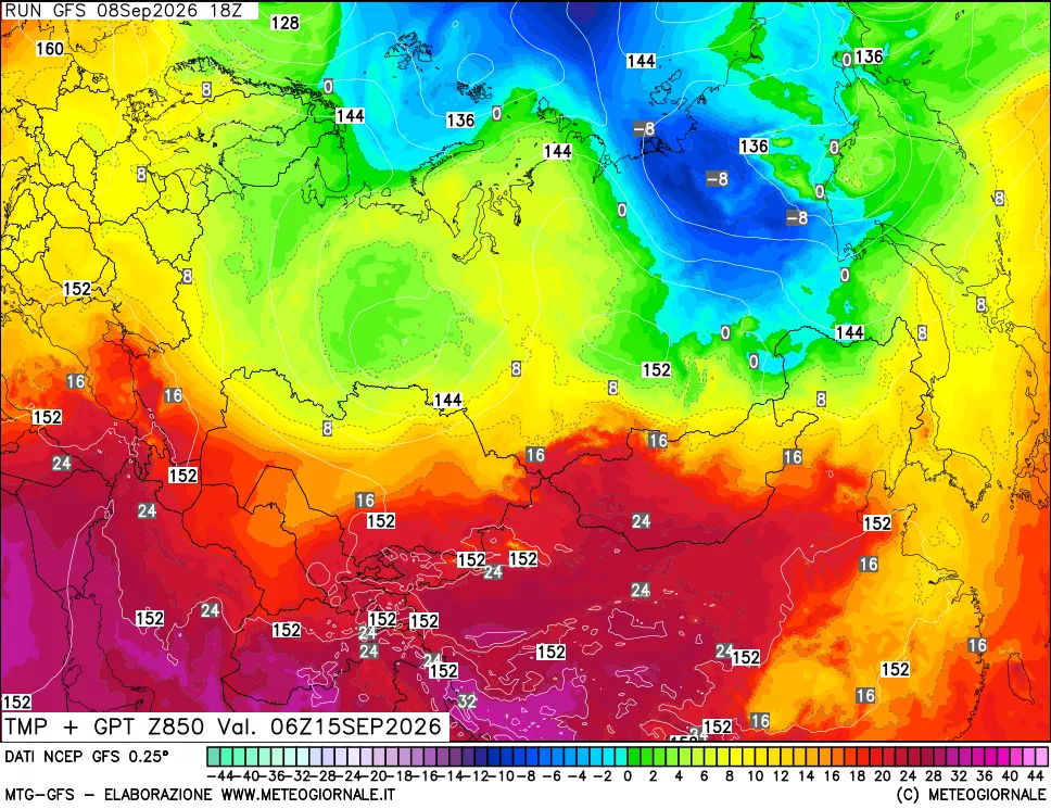 mappa 850 hPa Temp + GPT
