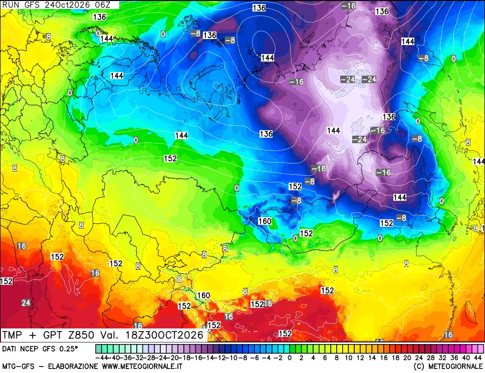 mappa 850 hPa Temp + GPT