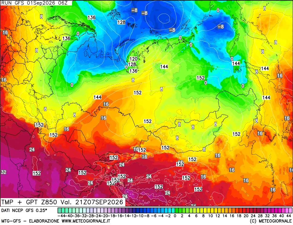 mappa 850 hPa Temp + GPT