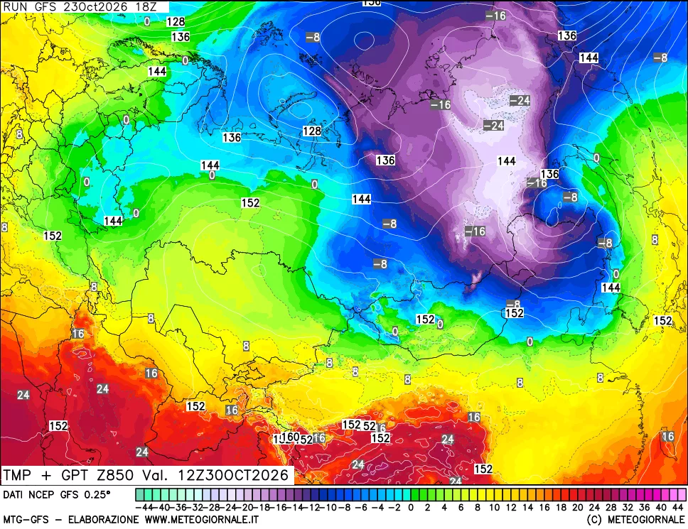 mappa 850 hPa Temp + GPT