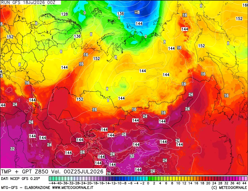 mappa 850 hPa Temp + GPT