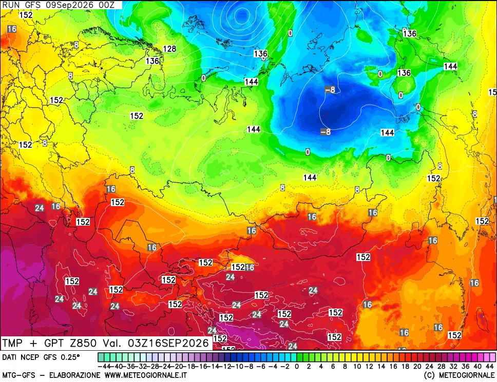 mappa 850 hPa Temp + GPT