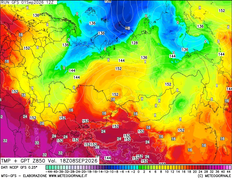 mappa 850 hPa Temp + GPT
