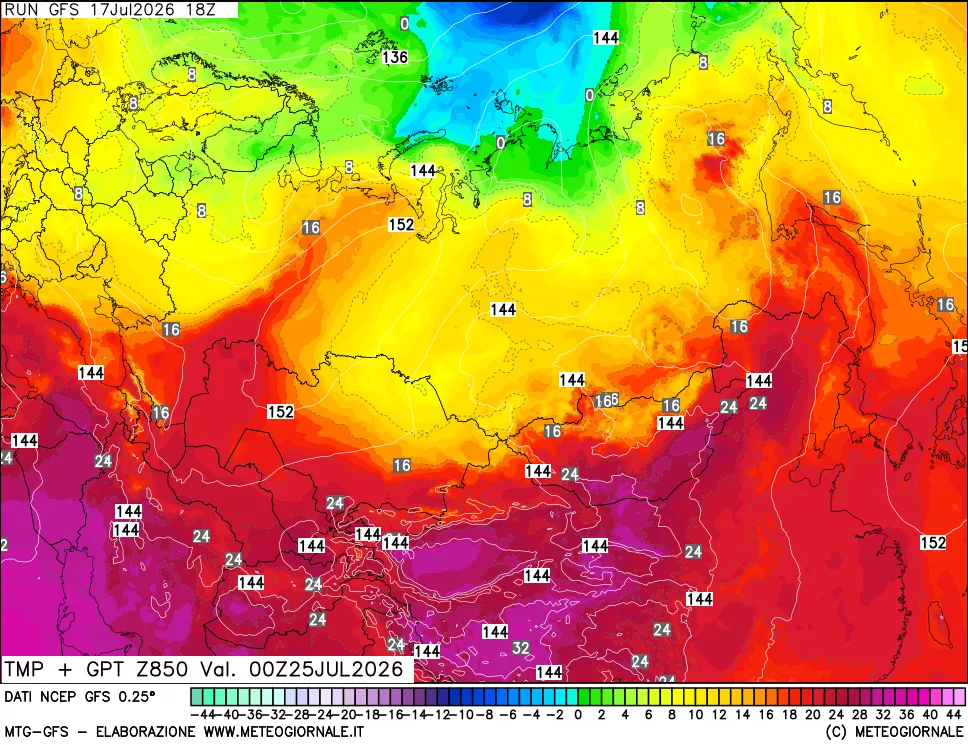 mappa 850 hPa Temp + GPT