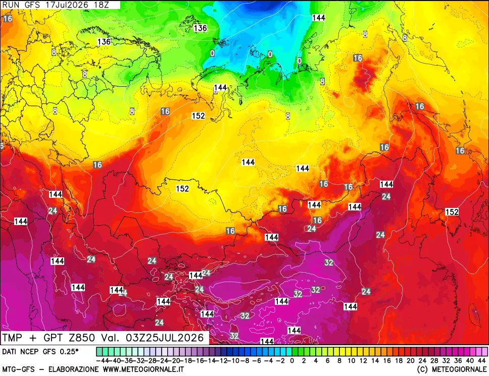 mappa 850 hPa Temp + GPT