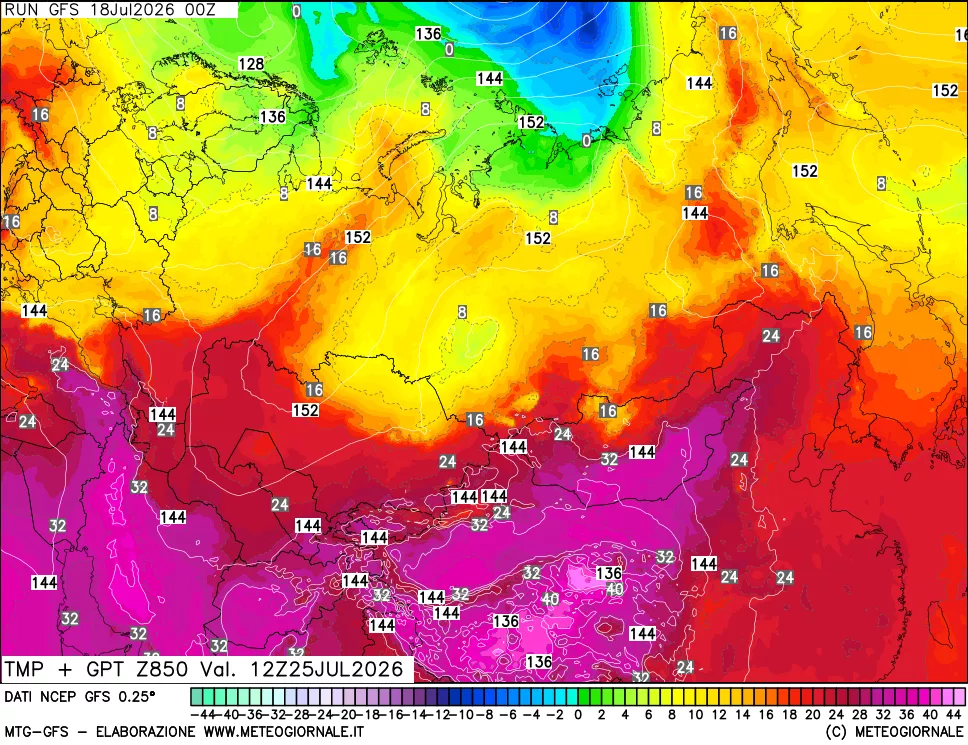 mappa 850 hPa Temp + GPT