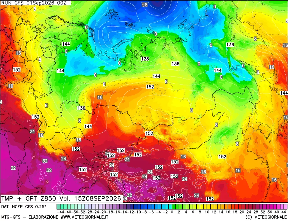 mappa 850 hPa Temp + GPT