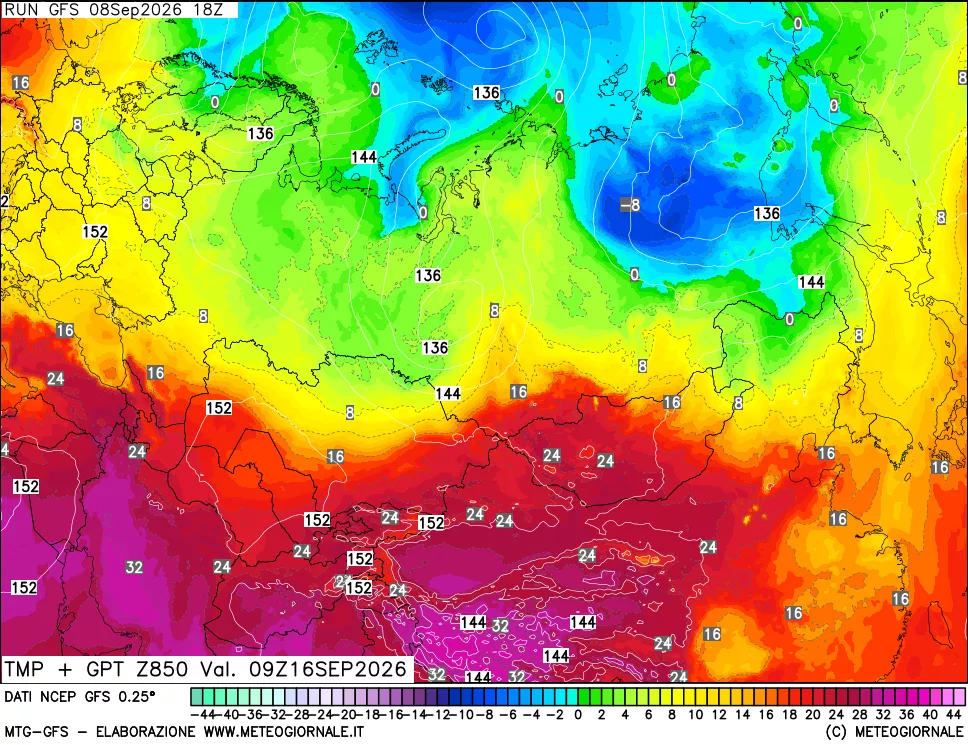 mappa 850 hPa Temp + GPT