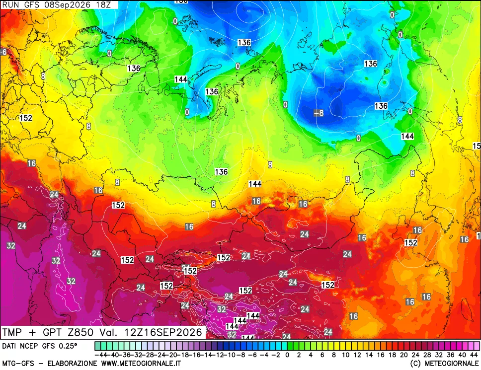 mappa 850 hPa Temp + GPT