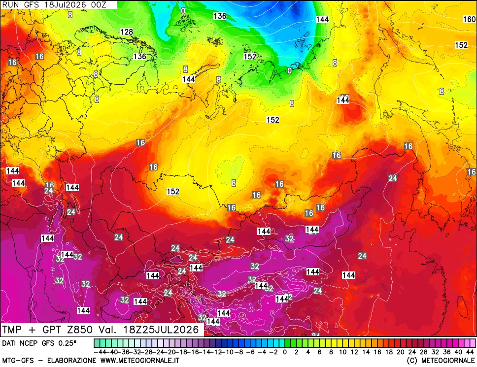 mappa 850 hPa Temp + GPT