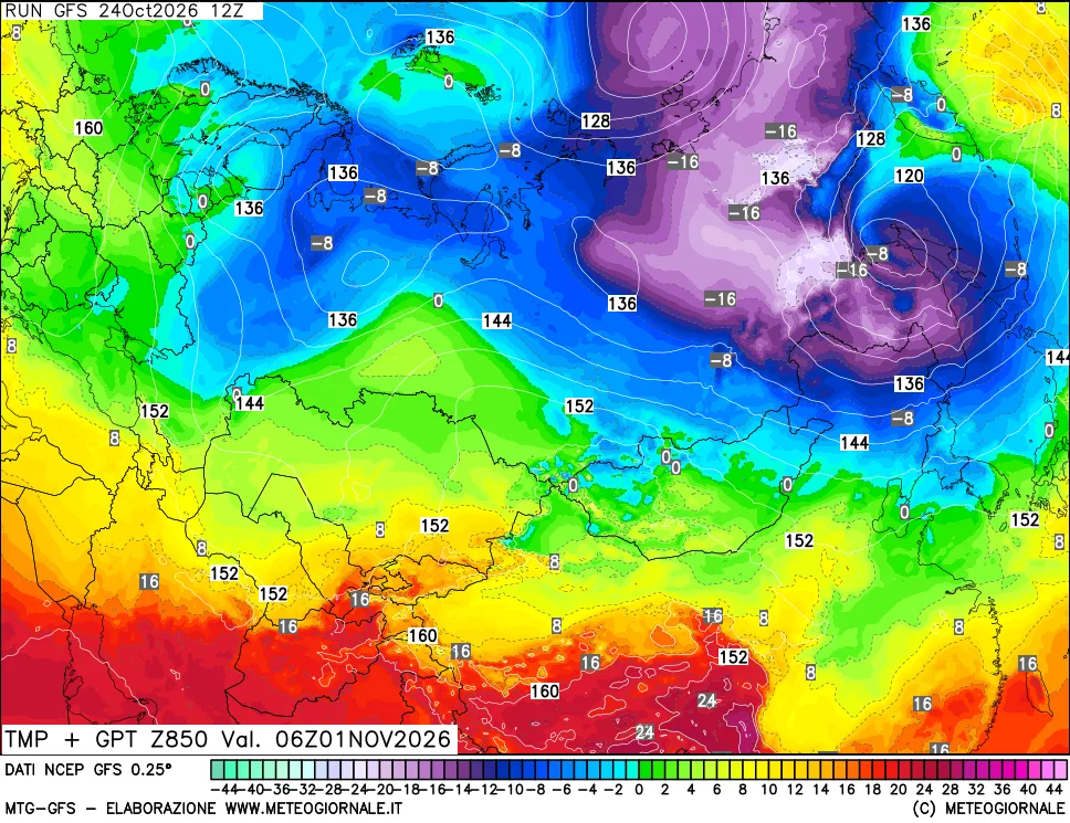 mappa 850 hPa Temp + GPT