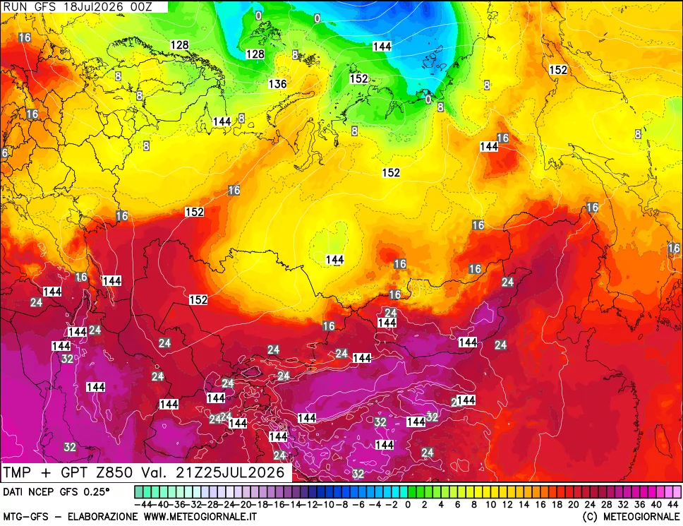mappa 850 hPa Temp + GPT