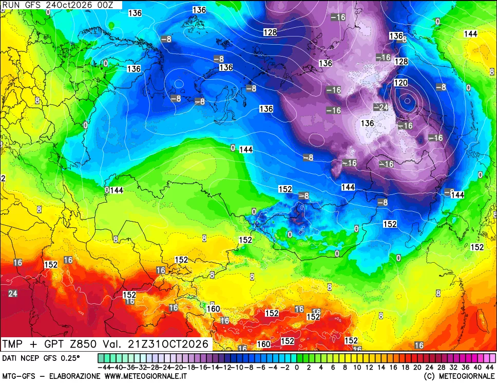mappa 850 hPa Temp + GPT