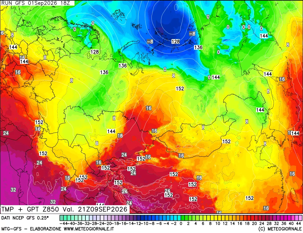 mappa 850 hPa Temp + GPT