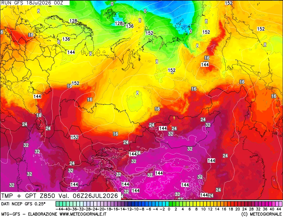 mappa 850 hPa Temp + GPT