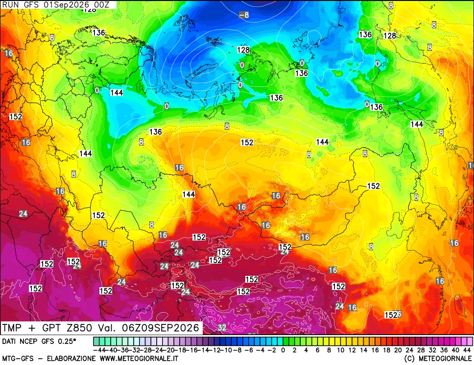 mappa 850 hPa Temp + GPT