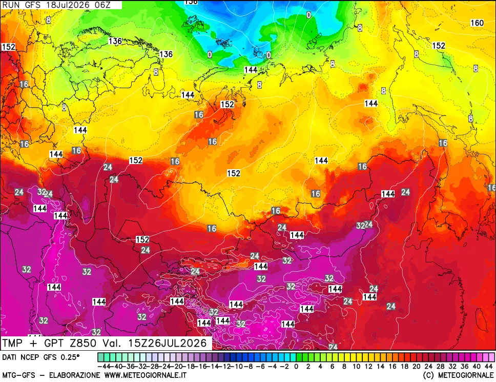 mappa 850 hPa Temp + GPT
