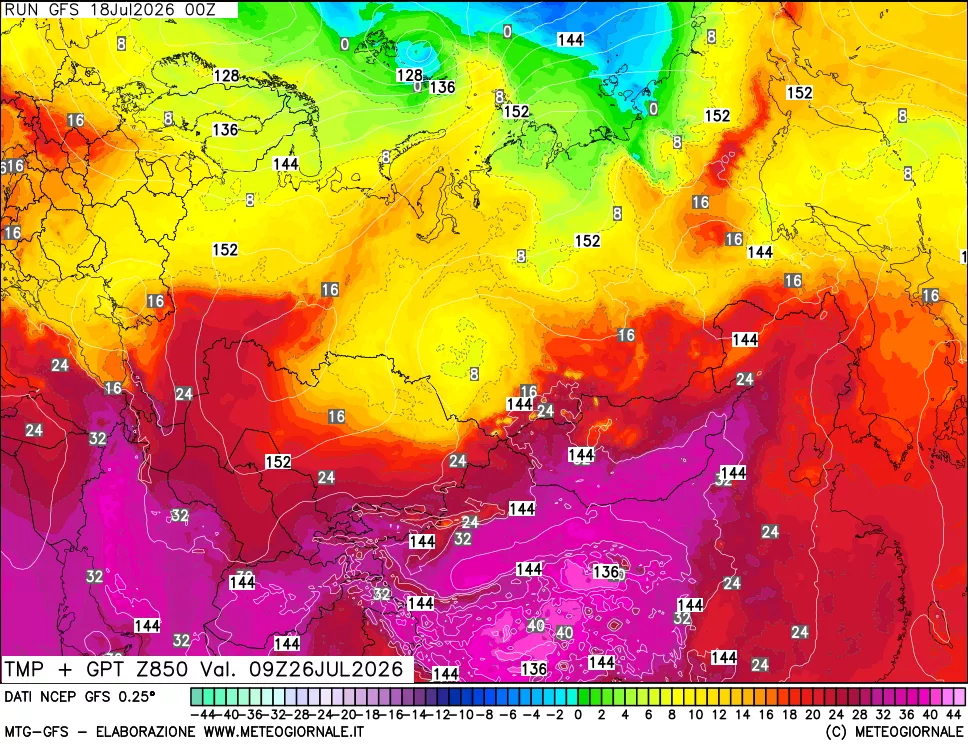 mappa 850 hPa Temp + GPT