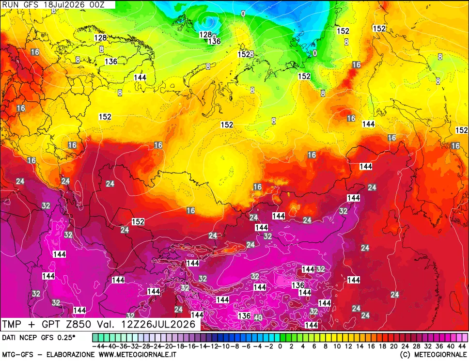 mappa 850 hPa Temp + GPT