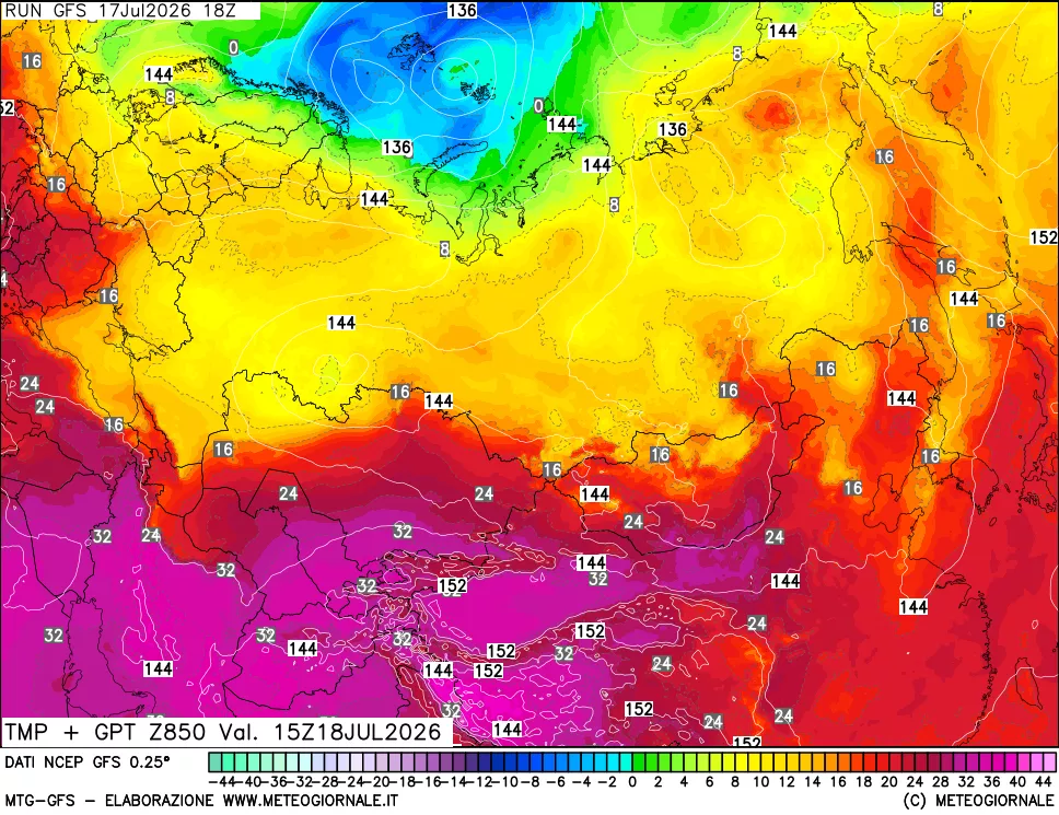 mappa 850 hPa Temp + GPT