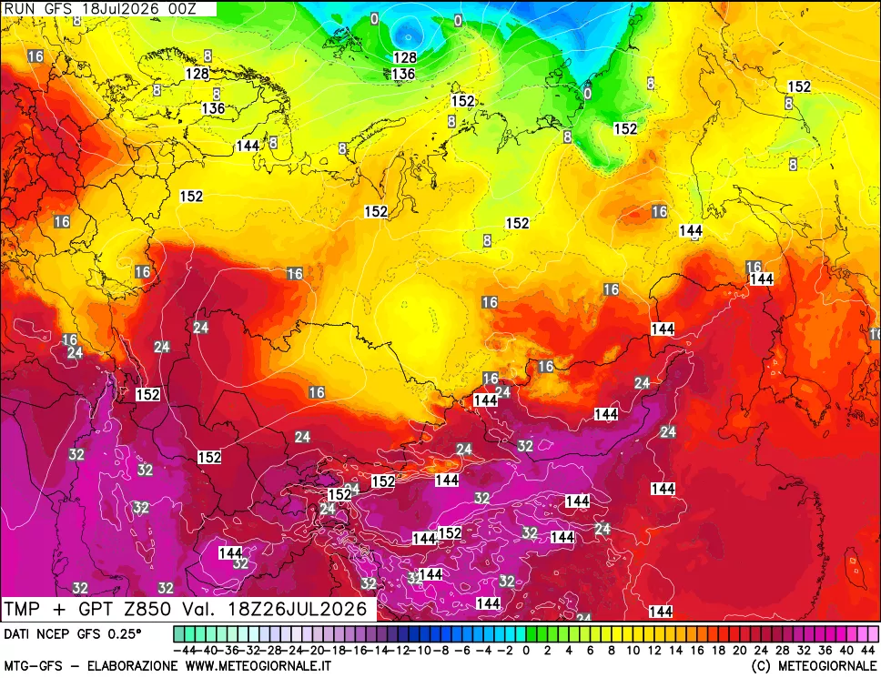 mappa 850 hPa Temp + GPT