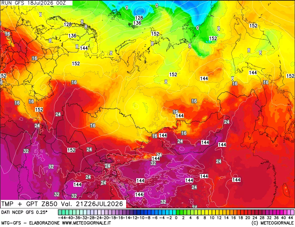 mappa 850 hPa Temp + GPT