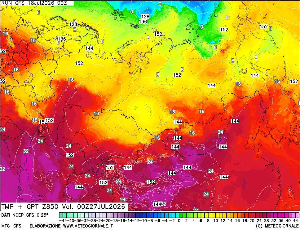 mappa 850 hPa Temp + GPT
