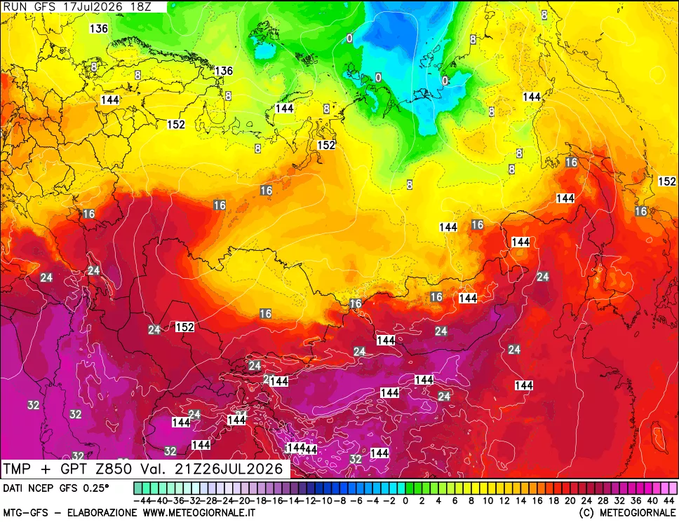 mappa 850 hPa Temp + GPT