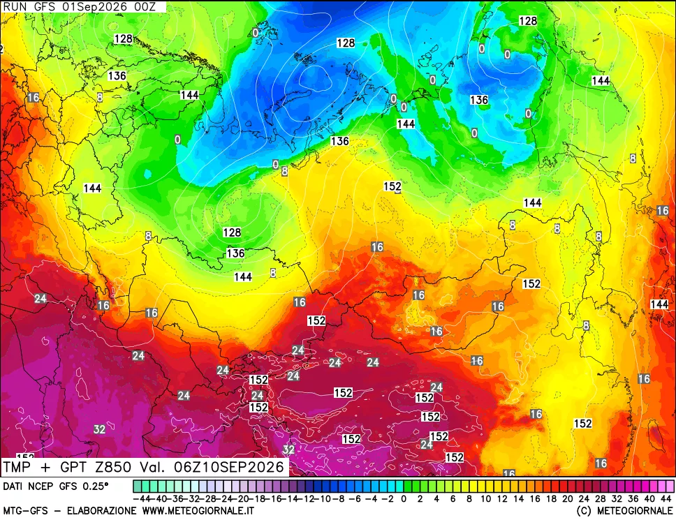 mappa 850 hPa Temp + GPT