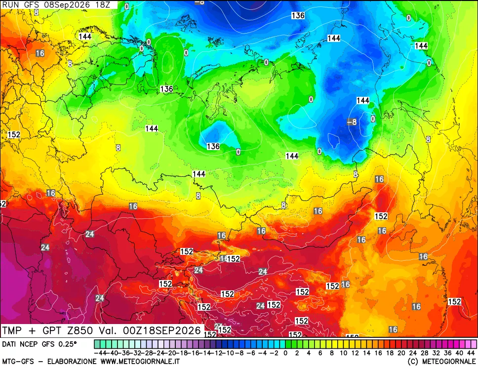 mappa 850 hPa Temp + GPT