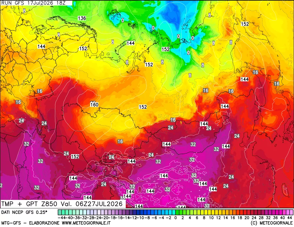 mappa 850 hPa Temp + GPT