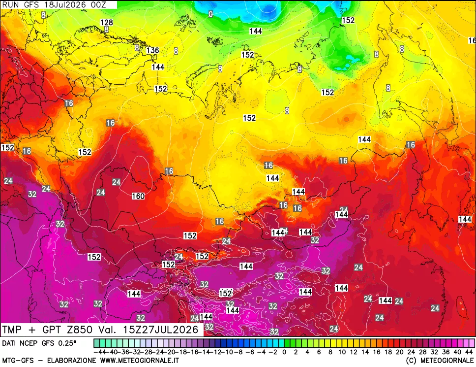 mappa 850 hPa Temp + GPT