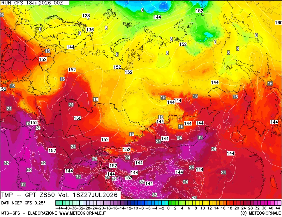 mappa 850 hPa Temp + GPT