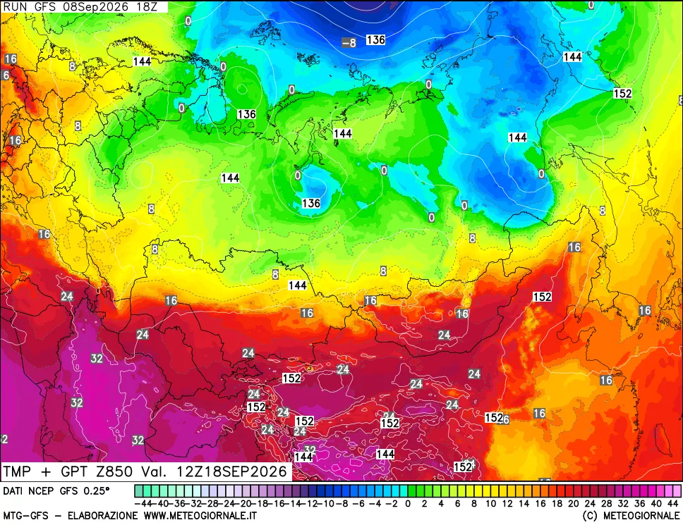 mappa 850 hPa Temp + GPT