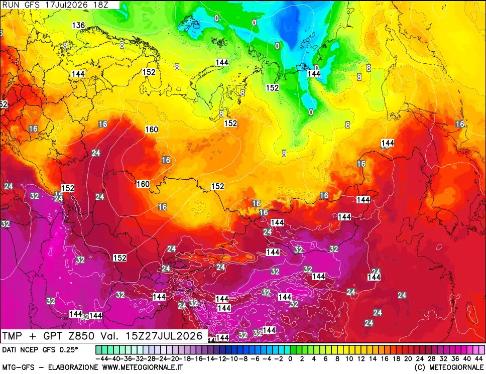 mappa 850 hPa Temp + GPT
