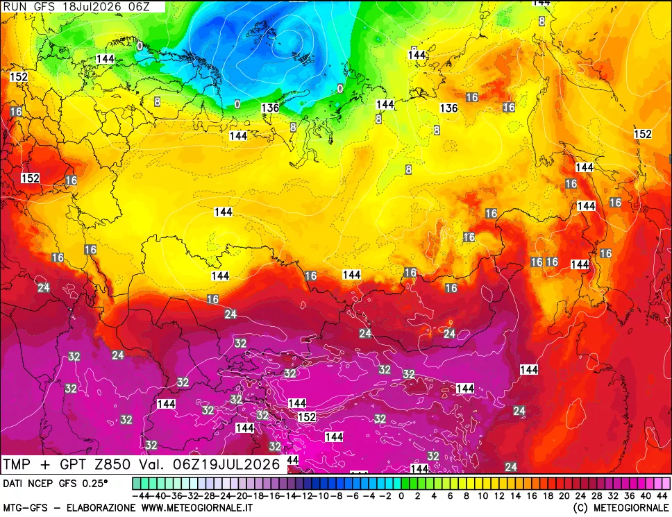 mappa 850 hPa Temp + GPT
