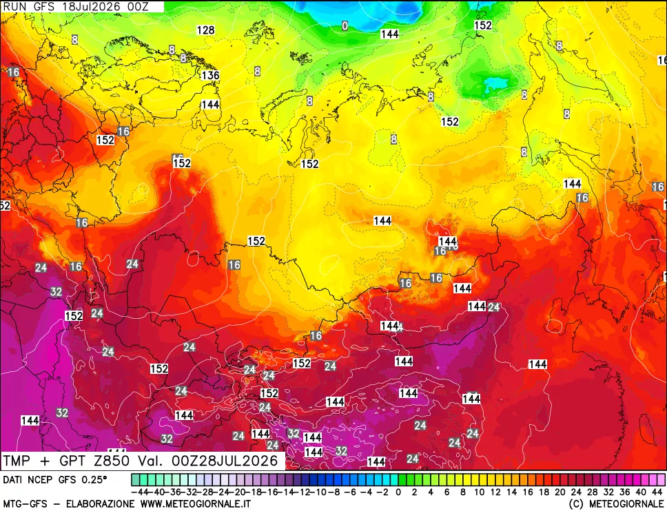 mappa 850 hPa Temp + GPT