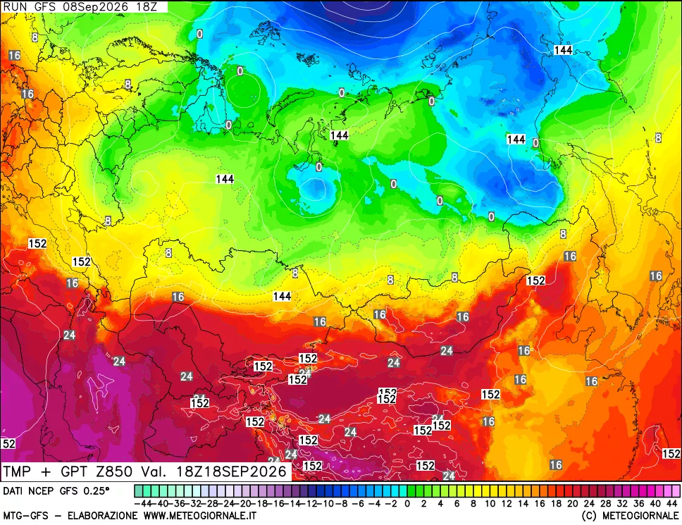 mappa 850 hPa Temp + GPT