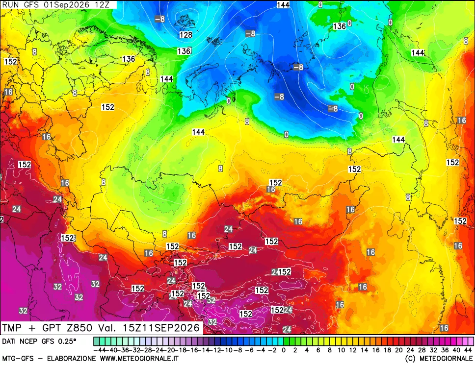 mappa 850 hPa Temp + GPT