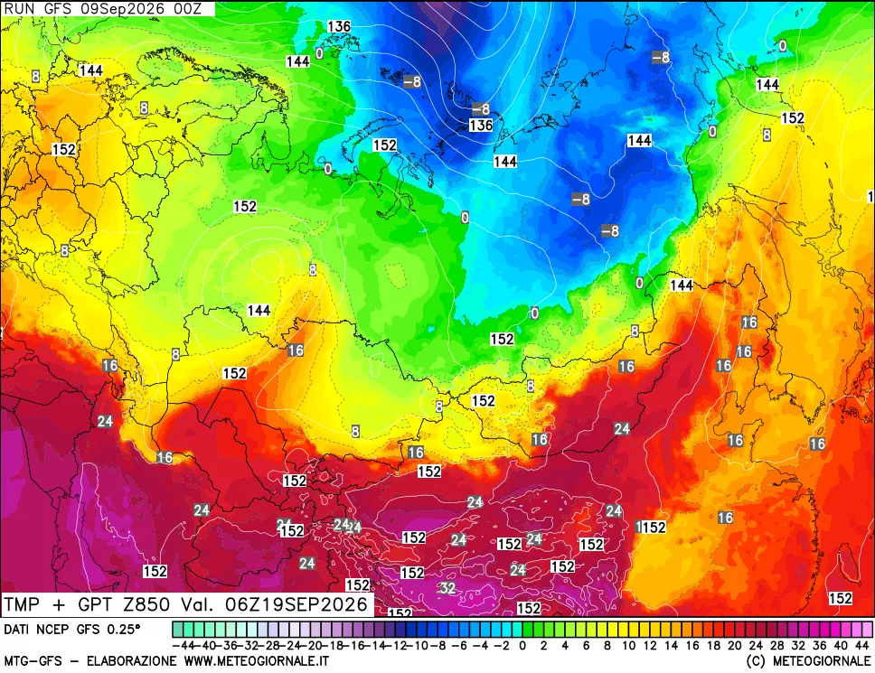 mappa 850 hPa Temp + GPT