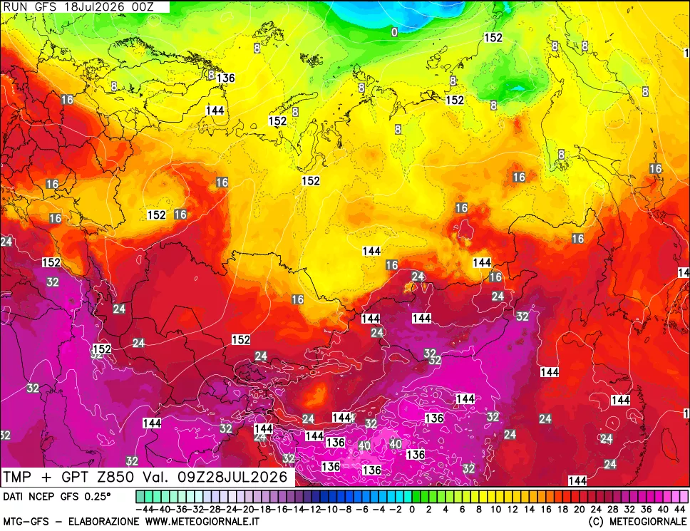 mappa 850 hPa Temp + GPT