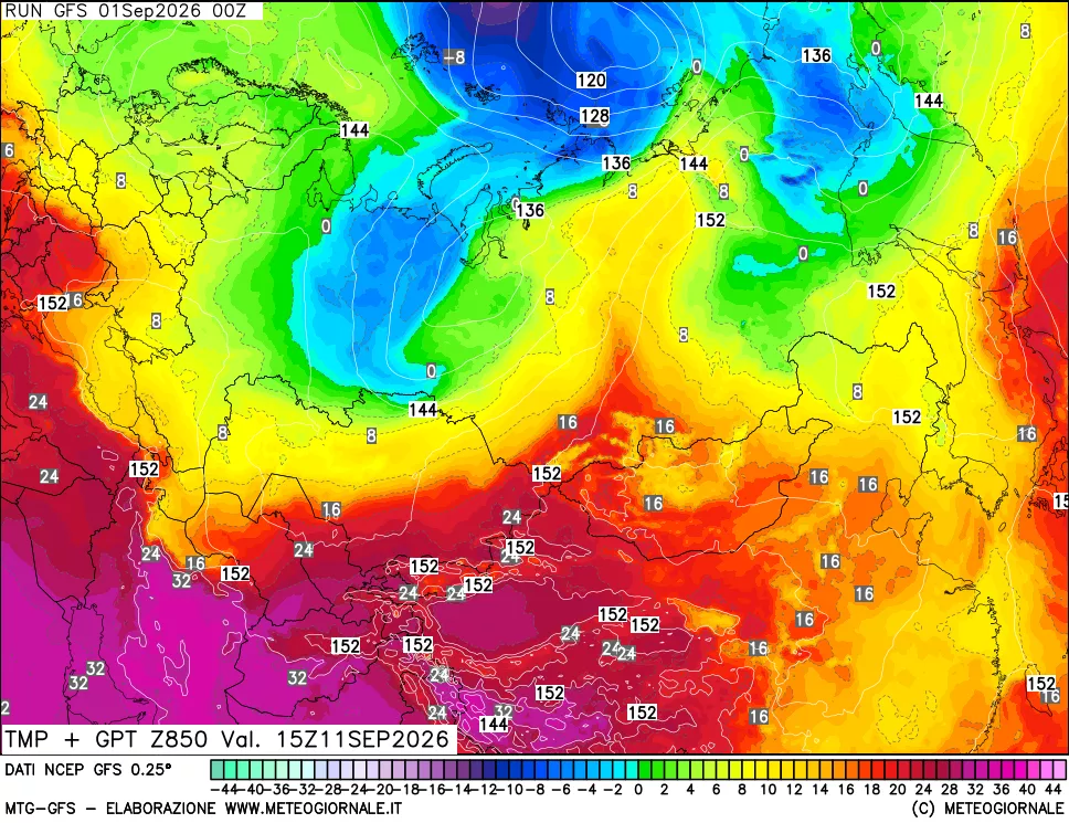 mappa 850 hPa Temp + GPT