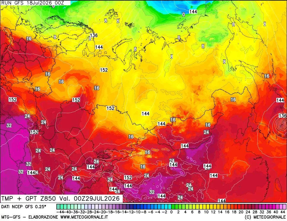 mappa 850 hPa Temp + GPT