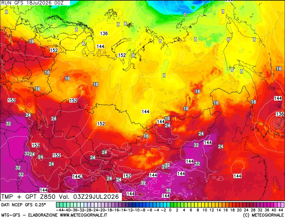 mappa 850 hPa Temp + GPT