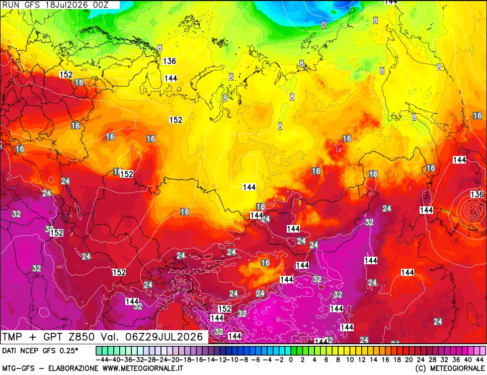 mappa 850 hPa Temp + GPT