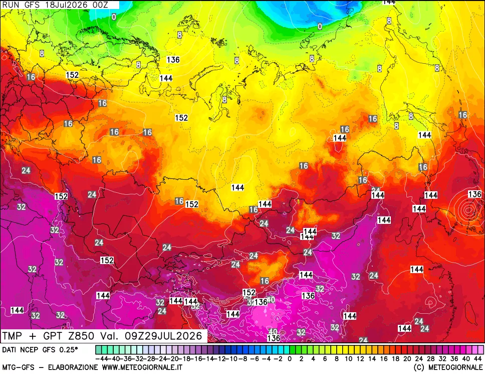 mappa 850 hPa Temp + GPT